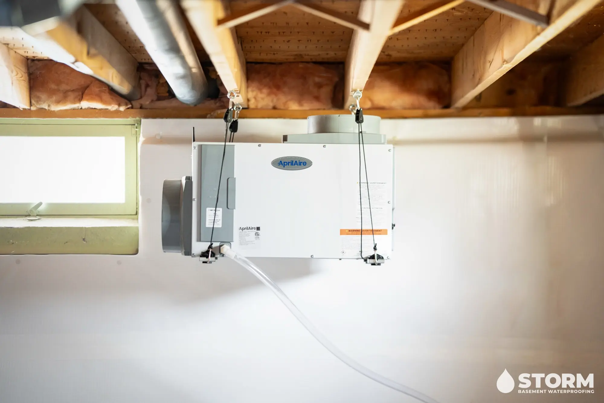 AprilAire dehumidifier professionally installed in basement